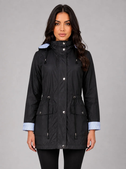 Jacket Women - Hooded Rain Jacket with Water Resistant Finish