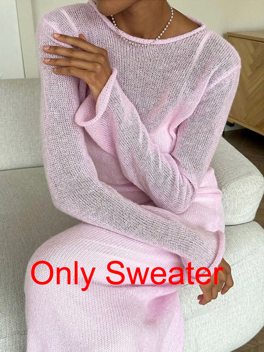 Dress Women - Knitted Midi Dress with Sweater Vest