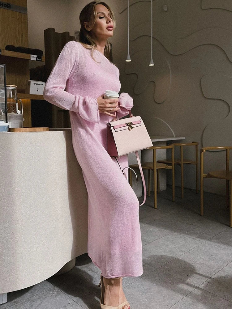 Dress Women - Knitted Midi Dress with Sweater Vest