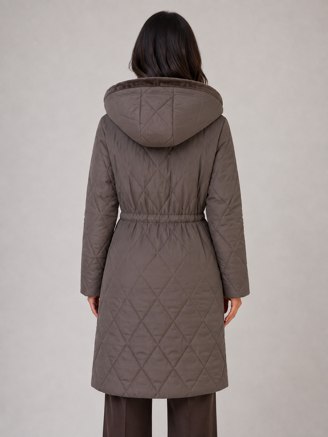Coat Women - Faux Fur Long Coat with Collar