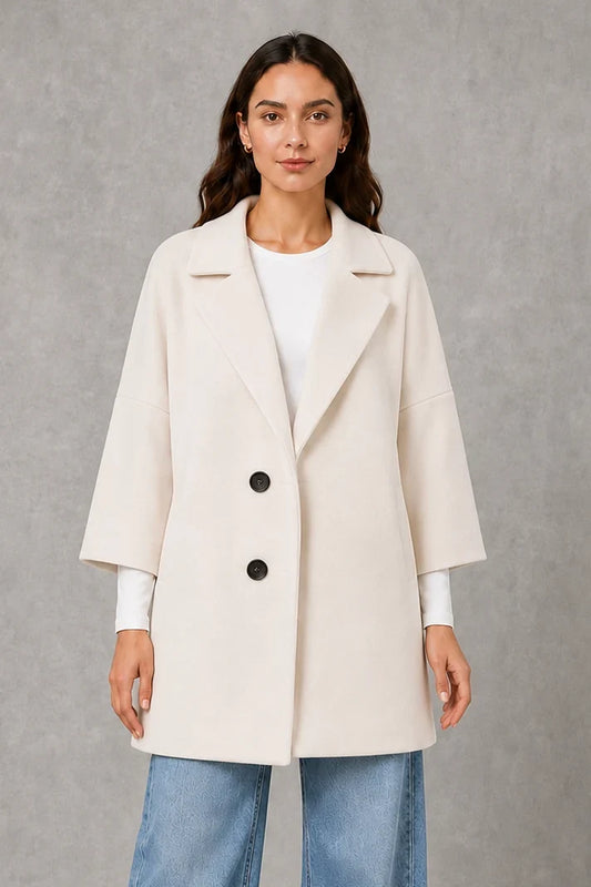 Coat Women - Longline Coat with Notch Lapel