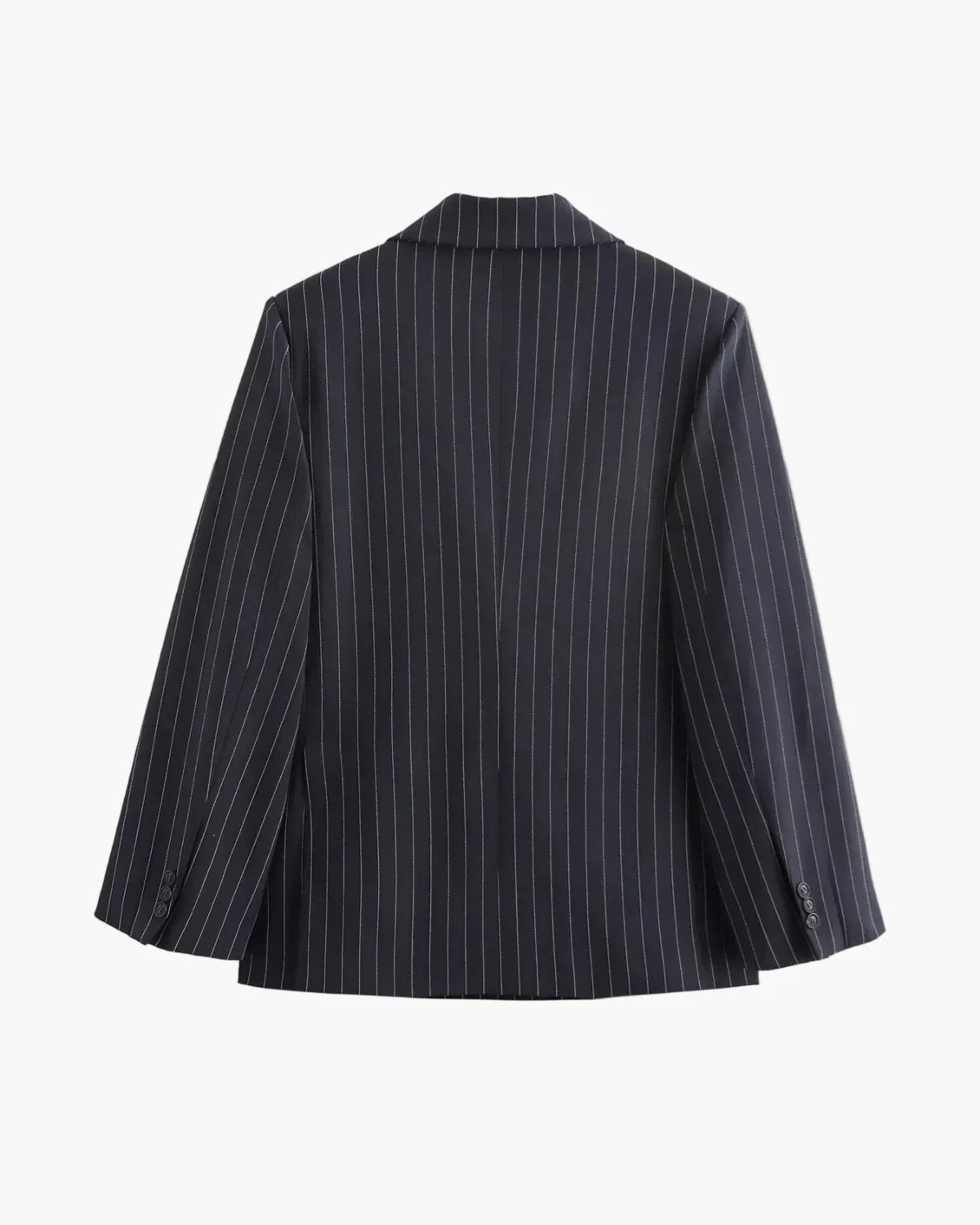 Blazer Women - Oversized Pinstripe Blazer with Double Breasted Front