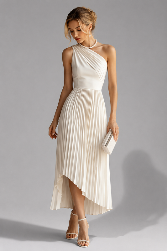 Dress Women - One-Shoulder Pleated Dress