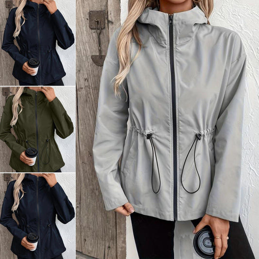 Raincoat Women - Hooded Raincoat with Adjustable Waist
