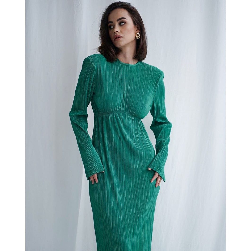 Maxi Dress Women - Ribbed Knit Maxi Dress with Crew Neckline