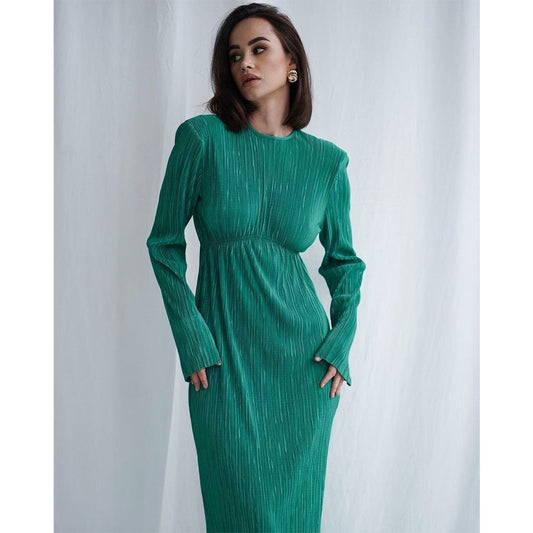 Maxi Dress Women - Ribbed Knit Maxi Dress with Crew Neckline