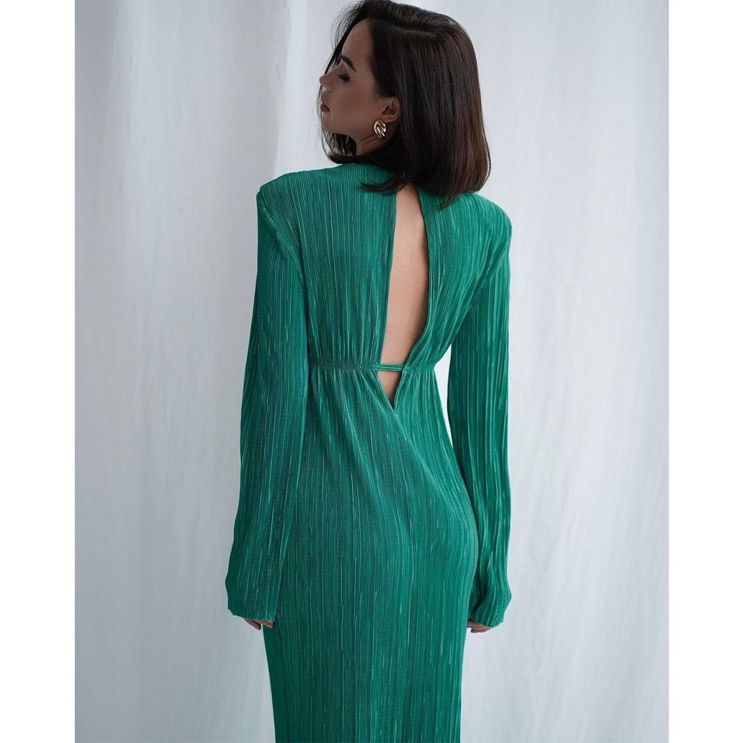 Maxi Dress Women - Ribbed Knit Maxi Dress with Crew Neckline