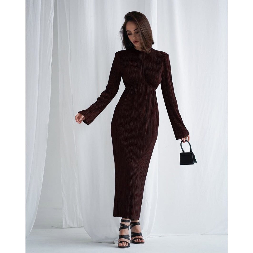 Maxi Dress Women - Ribbed Knit Maxi Dress with Crew Neckline