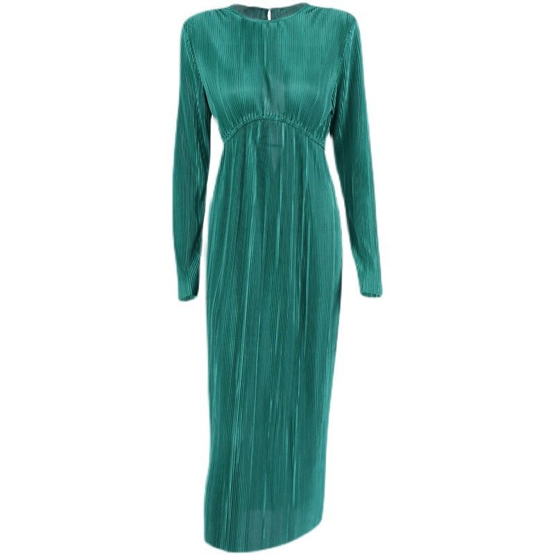 Maxi Dress Women - Ribbed Knit Maxi Dress with Crew Neckline