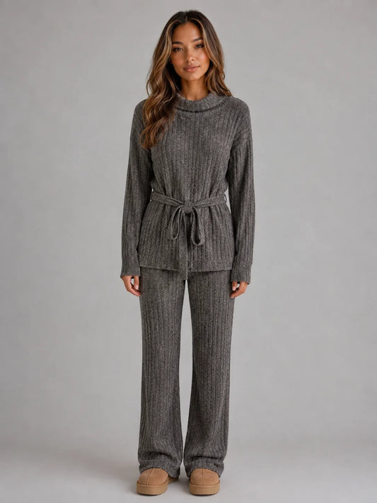 Loungewear Set Women - Two-Piece Knit Set with Jumper and Trousers