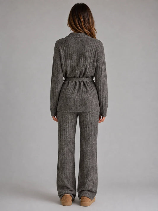 Loungewear Set Women - Two-Piece Knit Set with Jumper and Trousers