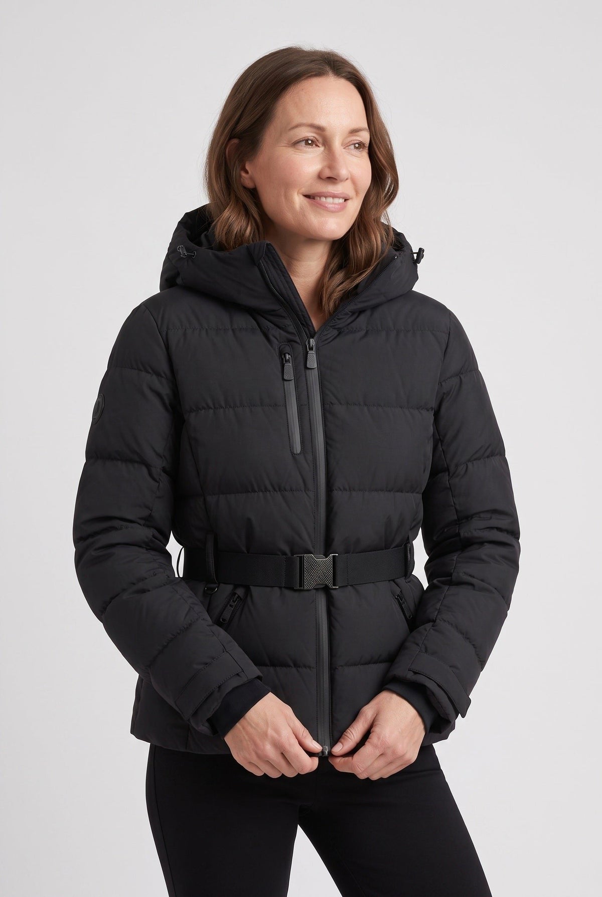 Jacket Women - Belted Puffer Jacket with Quilted Panels