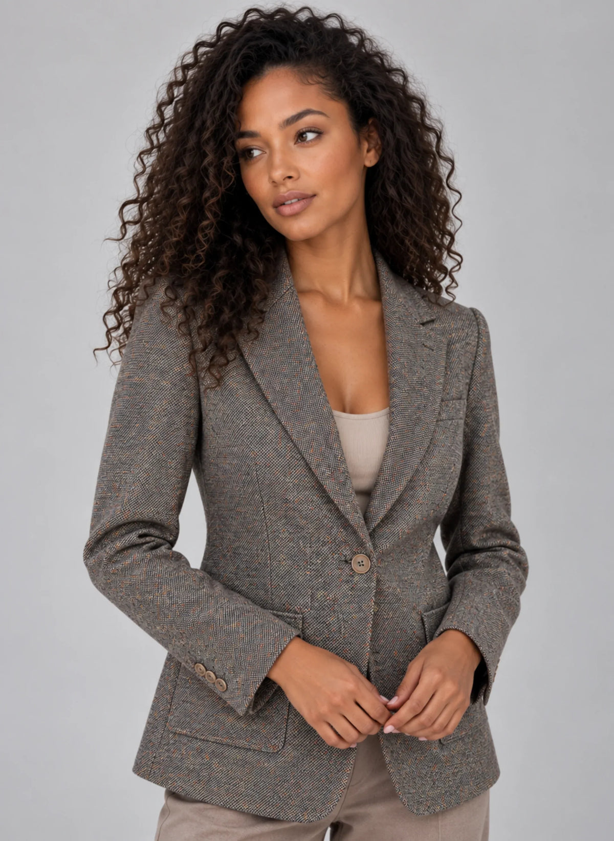 Blazer Women - Wool Blend Blazer with Tailored Fit