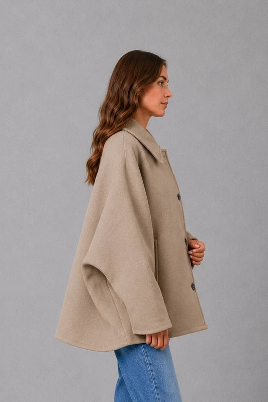 Coat Women - Relaxed Longline Coat with Button Front