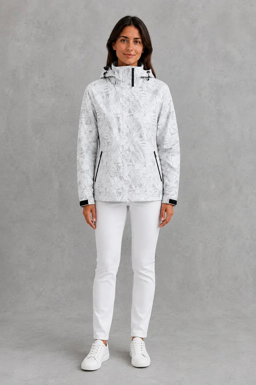 Jacket Women - Waterproof Hooded Jacket with Print
