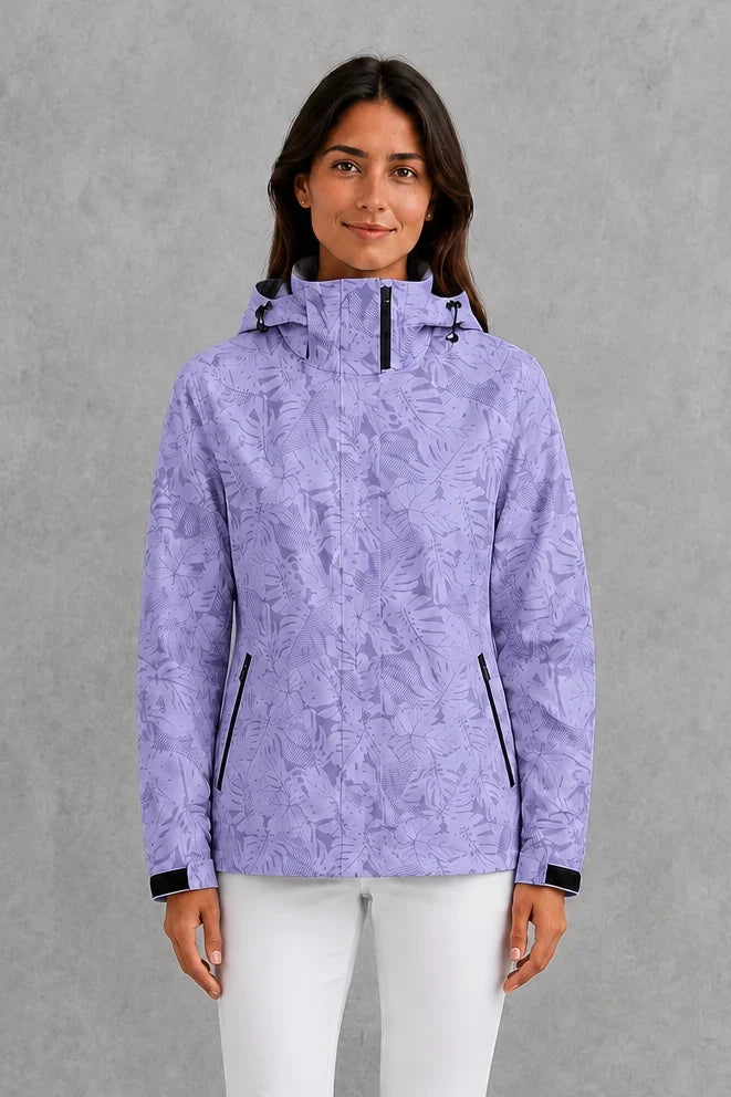 Jacket Women - Waterproof Hooded Jacket with Print