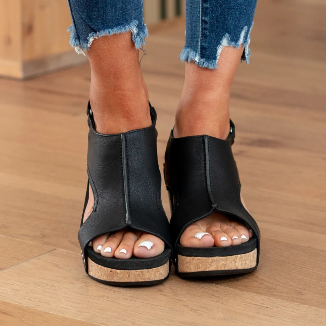 Sandals Women - Breathable Wedge Sandals with Suede Upper