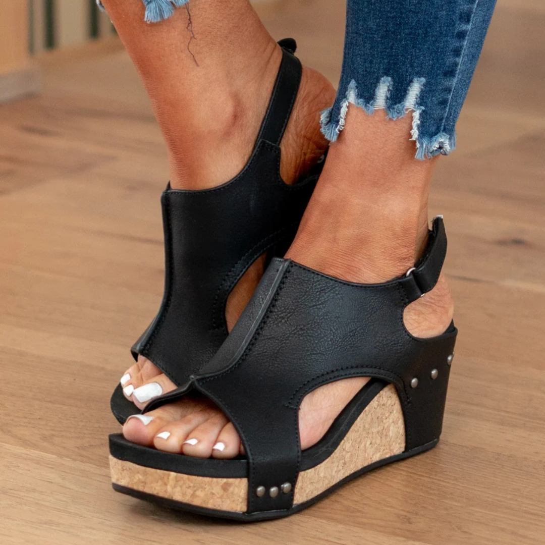 Sandals Women - Breathable Wedge Sandals with Suede Upper