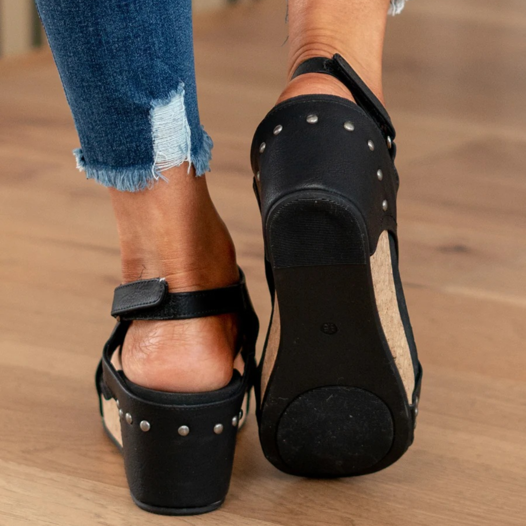 Sandals Women - Breathable Wedge Sandals with Suede Upper