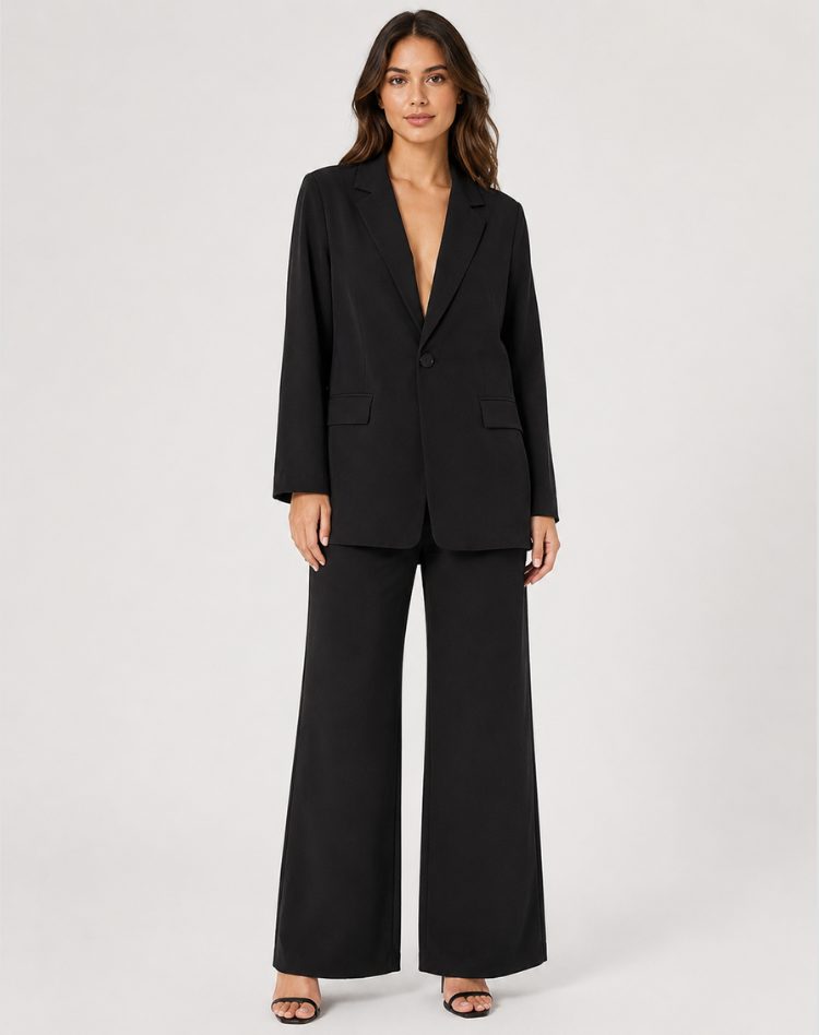 Suit Women - Wide Leg Suit with Oversized Blazer