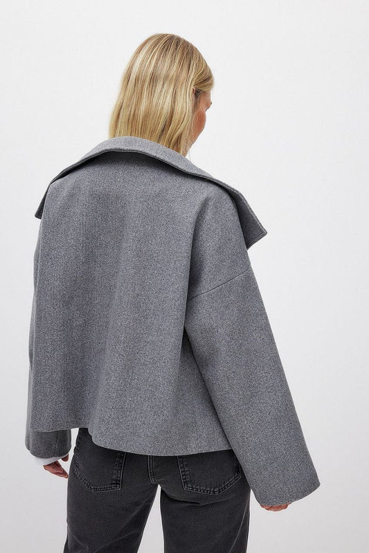 Jacket Women - Double-Breasted Wool Look Jacket with Wide Collar