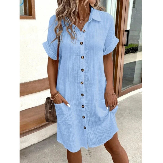 Shirt Dress Women - Midi Button Down Casual Dress