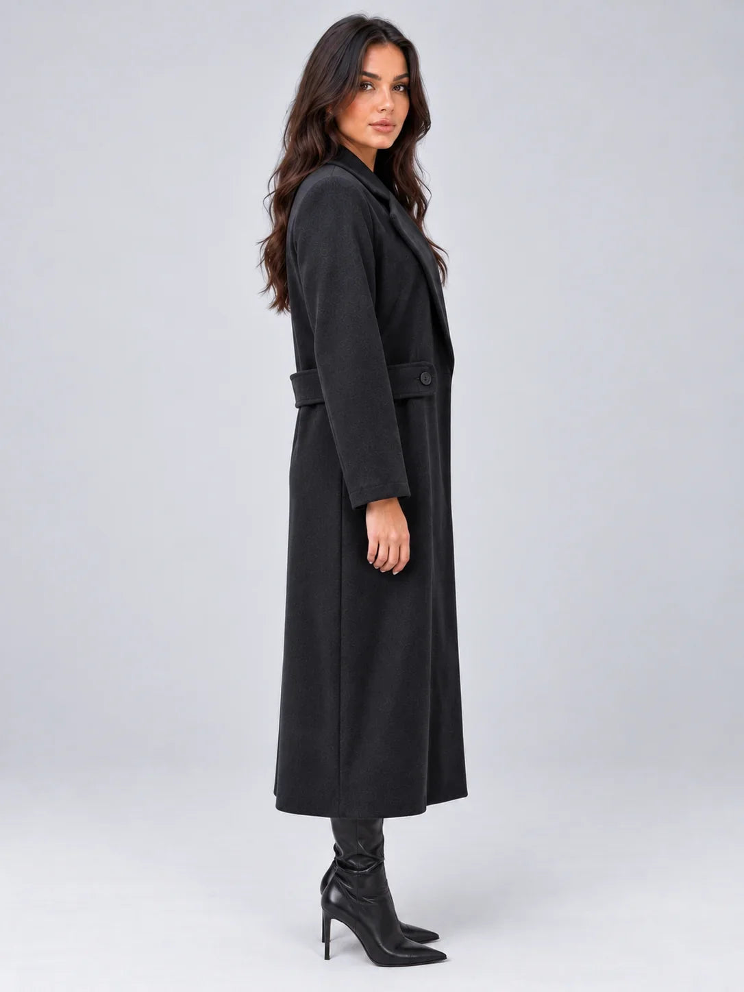Coat Women - Longline Tailored Coat with Notched Lapels