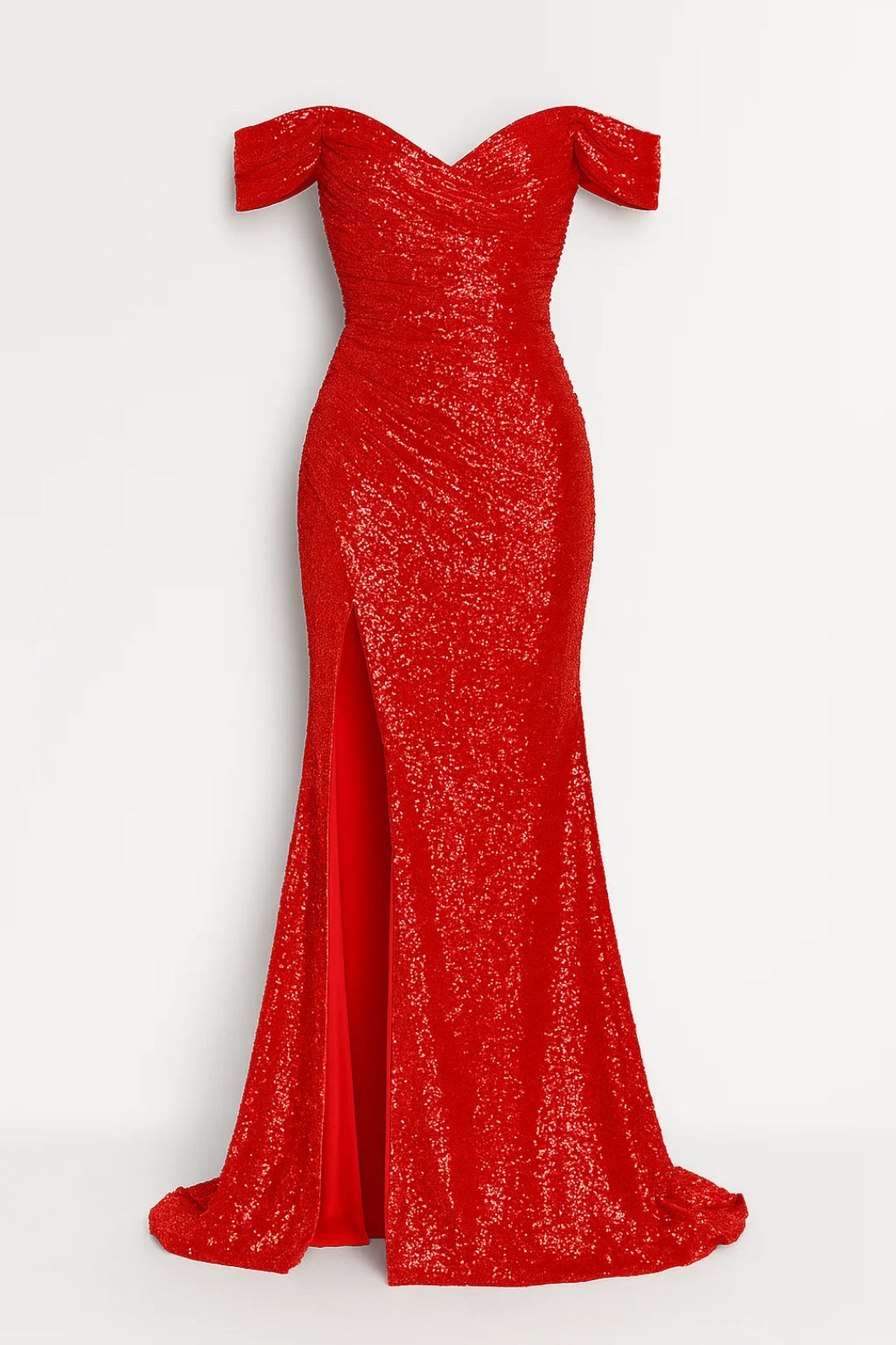 Dress Women - Maxi Draped High Dress with Off-Shoulder Neckline