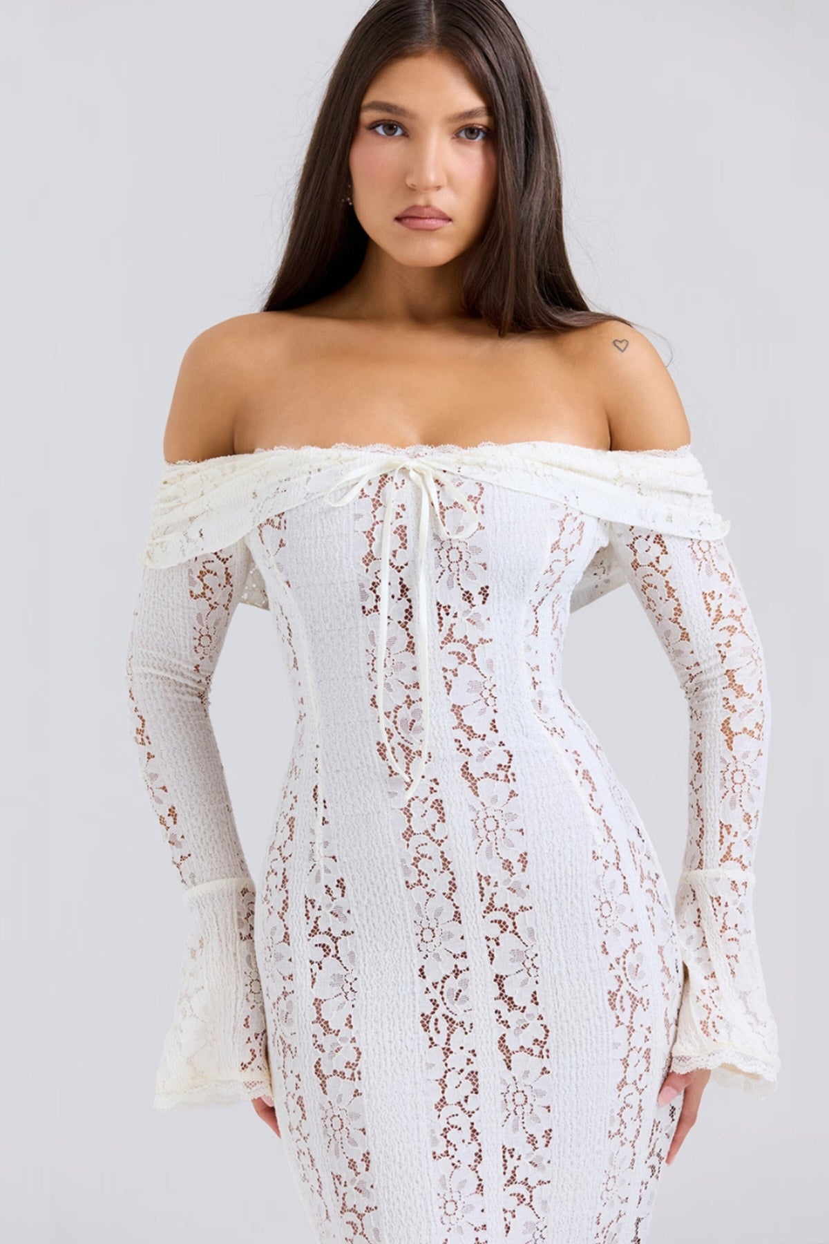 Dress Women - Lace Maxi Special Dress with Off-Shoulder Neckline