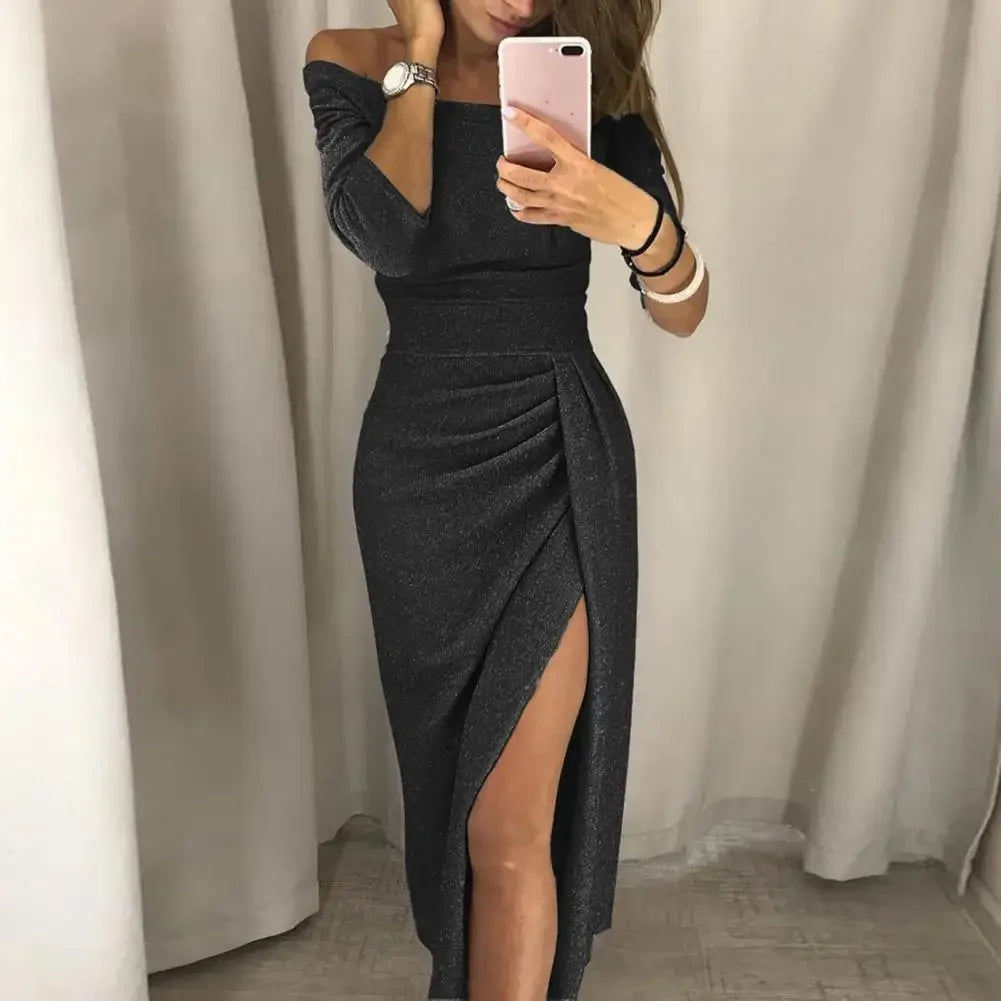 Maxi Dress Women - Glitter Maxi Dress with Flowing Skirt