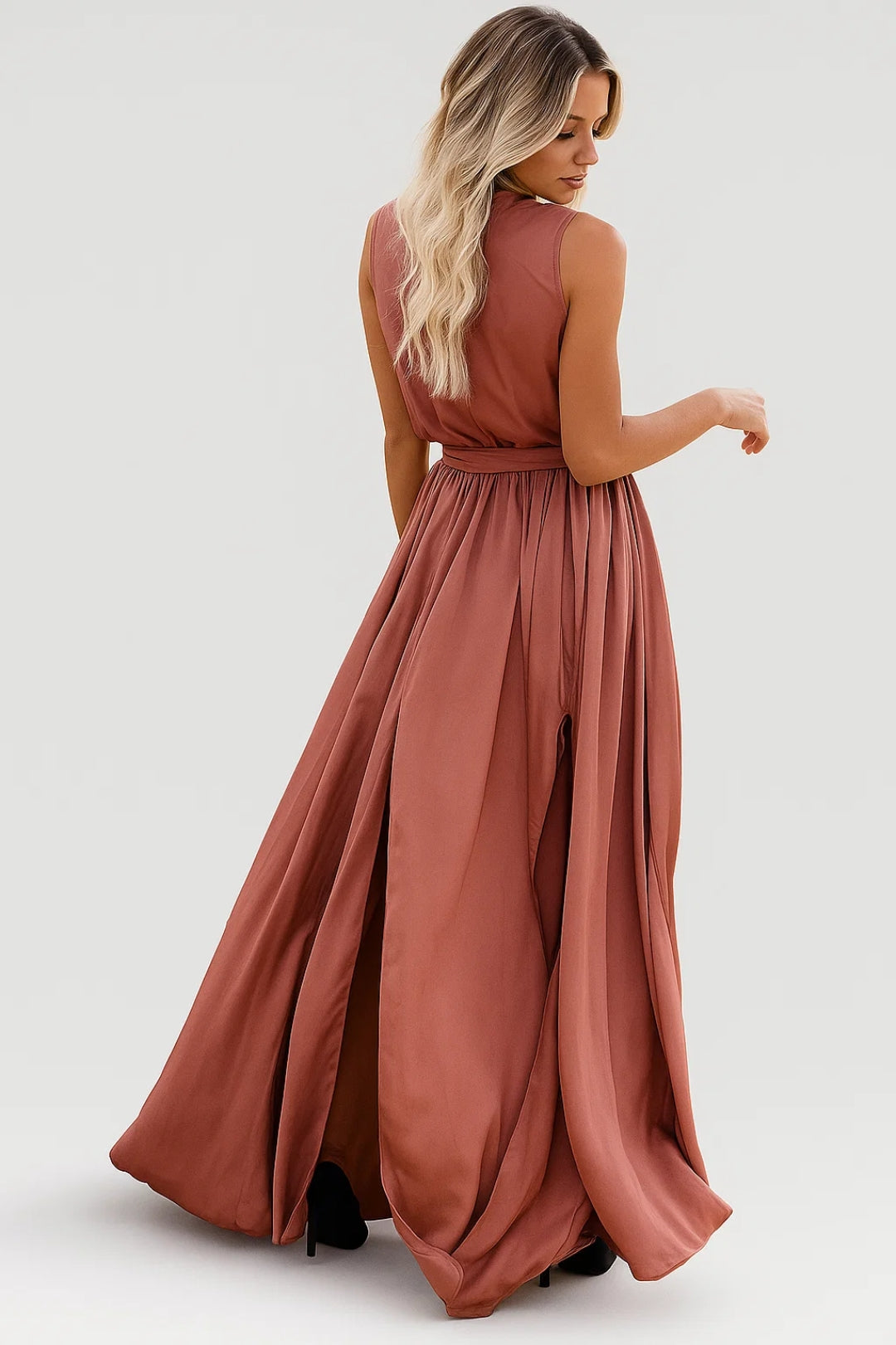 Maxi Dress Women - Wrap Flowing Summer Dress with V-Neckline