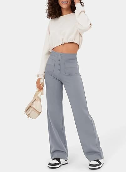 Trousers Women - Stretch Casual Trousers with Elastic Waist