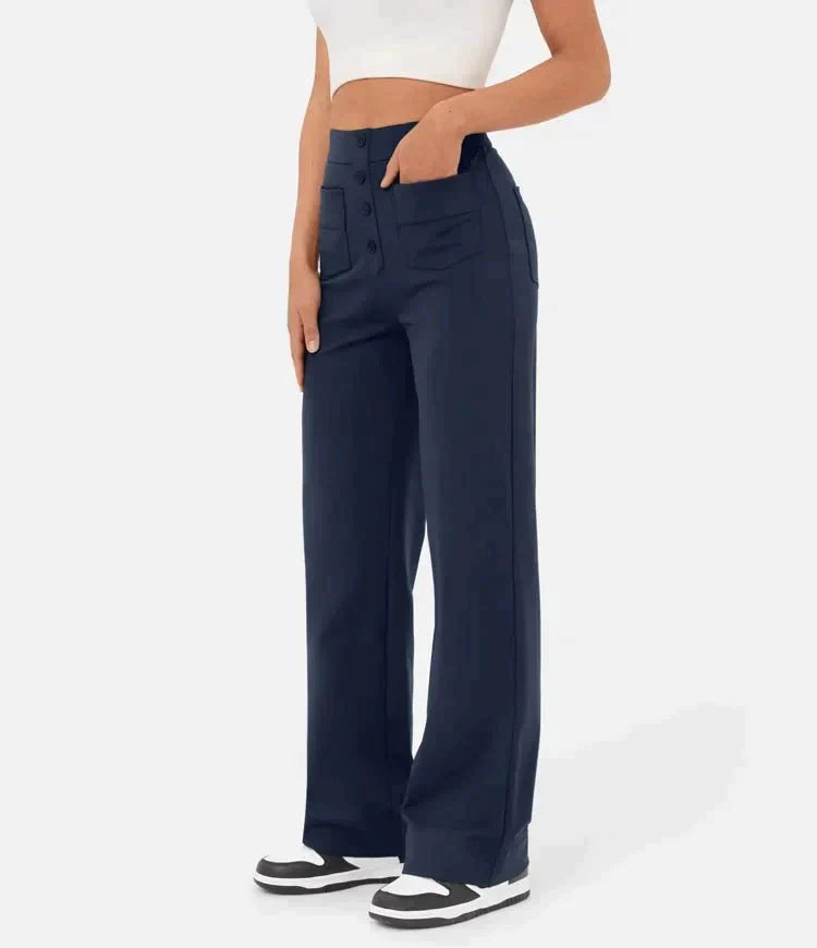 Trousers Women - Stretch Casual Trousers with Elastic Waist