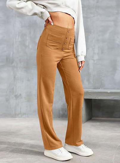 Trousers Women - Stretch Casual Trousers with Elastic Waist