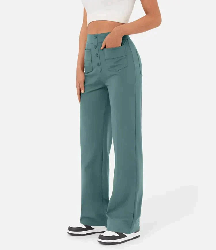 Trousers Women - Stretch Casual Trousers with Elastic Waist