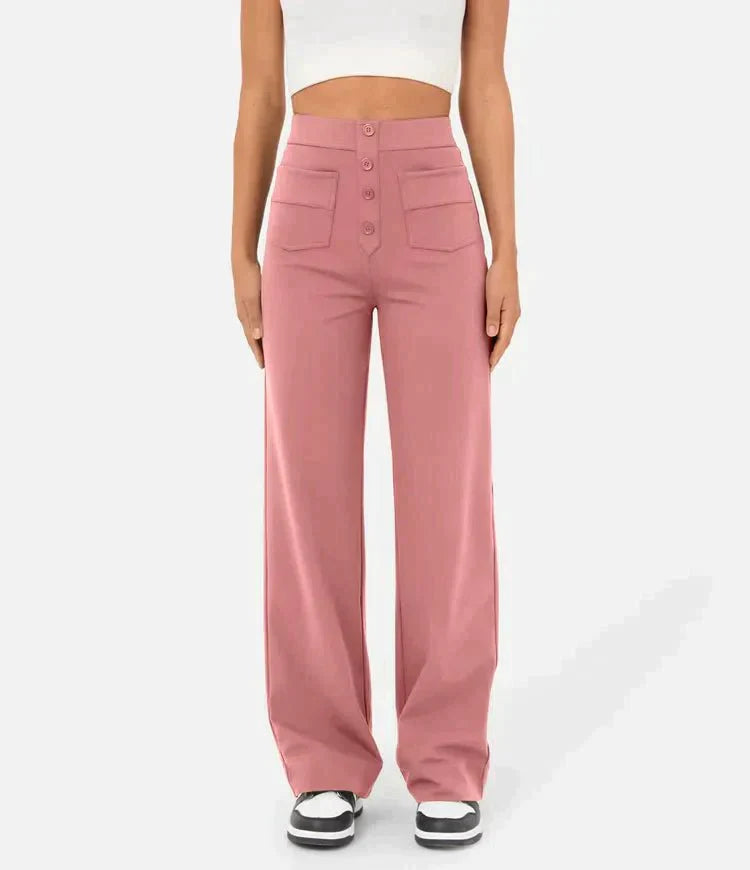 Trousers Women - Stretch Casual Trousers with Elastic Waist