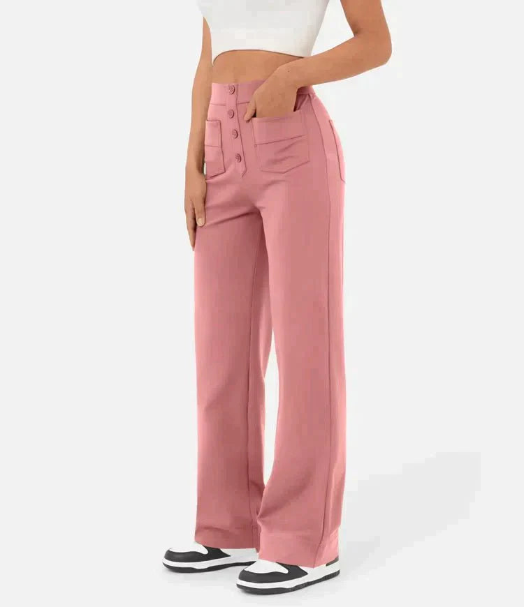 Trousers Women - Stretch Casual Trousers with Elastic Waist