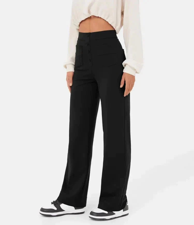 Trousers Women - Stretch Casual Trousers with Elastic Waist