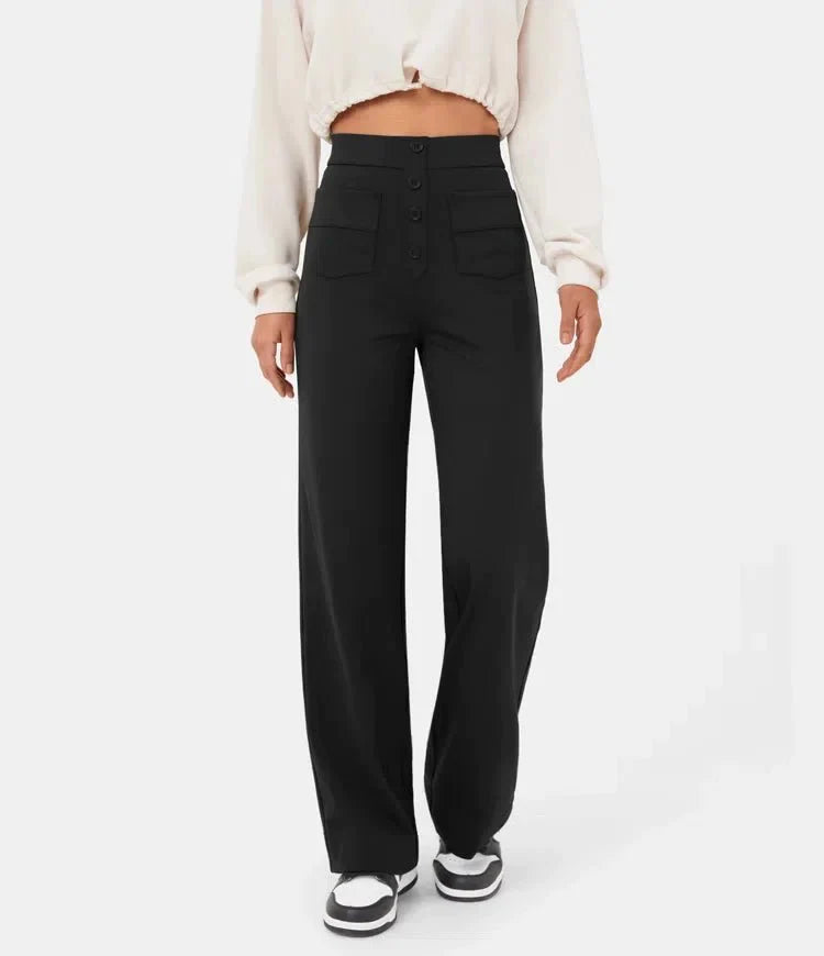 Trousers Women - Stretch Casual Trousers with Elastic Waist