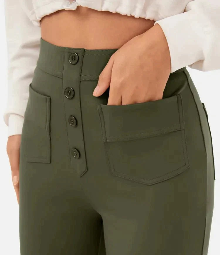 Trousers Women - Stretch Casual Trousers with Elastic Waist