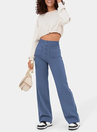 Trousers Women - Stretch Casual Trousers with Elastic Waist