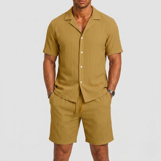 Set Men - Breathable Linen Two-Piece Summer Outfit with Short Sleeves