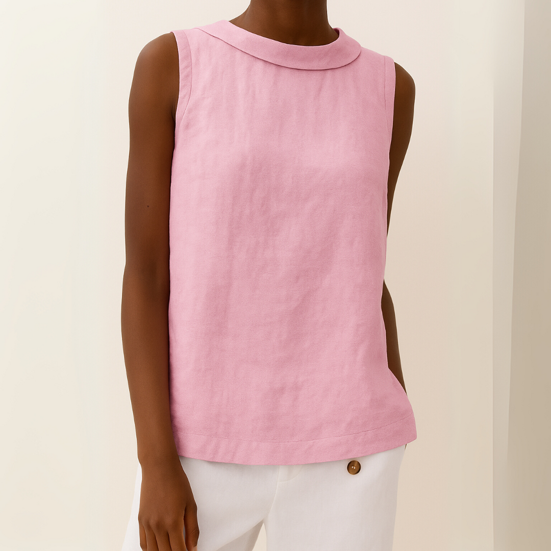 Top Women - Sleeveless Tank Top with Rolled Collar