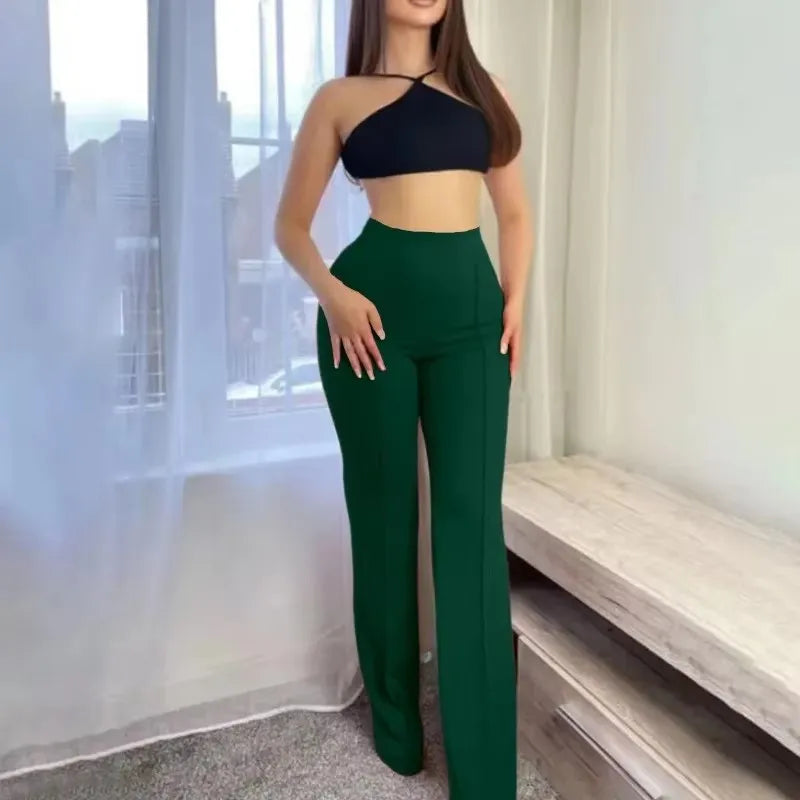 Trousers Women - Wide Leg Palazzo Trousers with High Waist