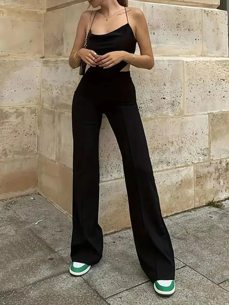 Trousers Women - Wide Leg Palazzo Trousers with High Waist