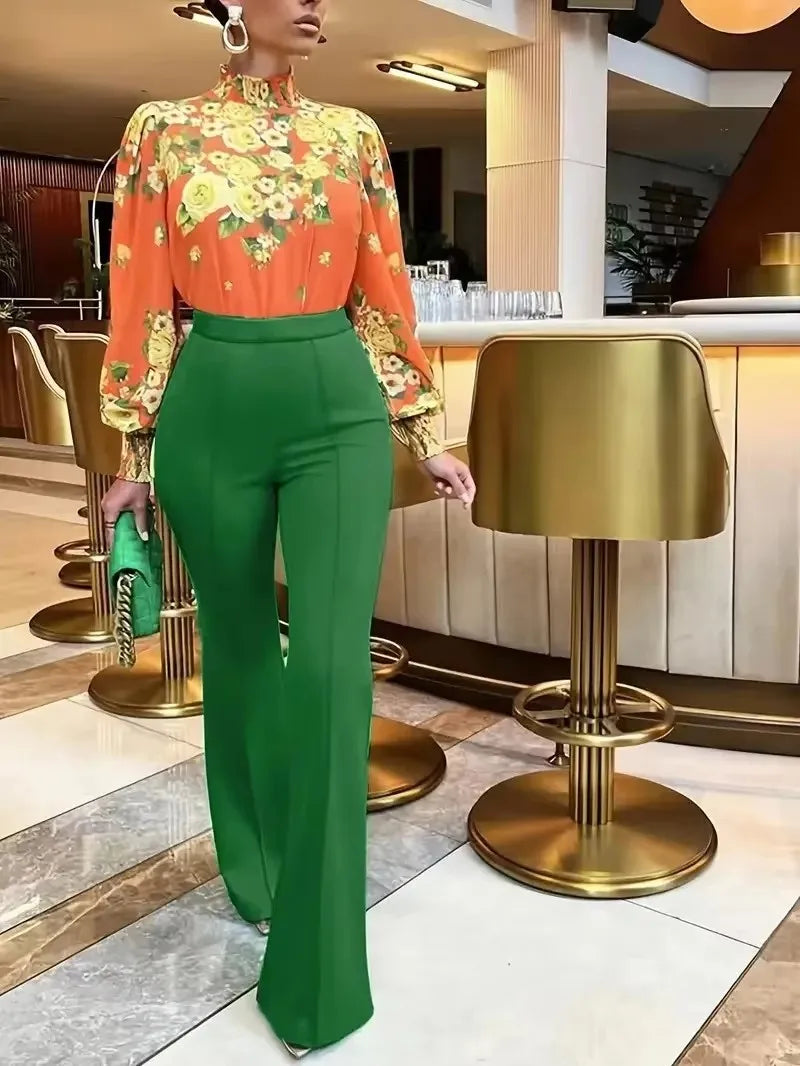 Trousers Women - Wide Leg Palazzo Trousers with High Waist