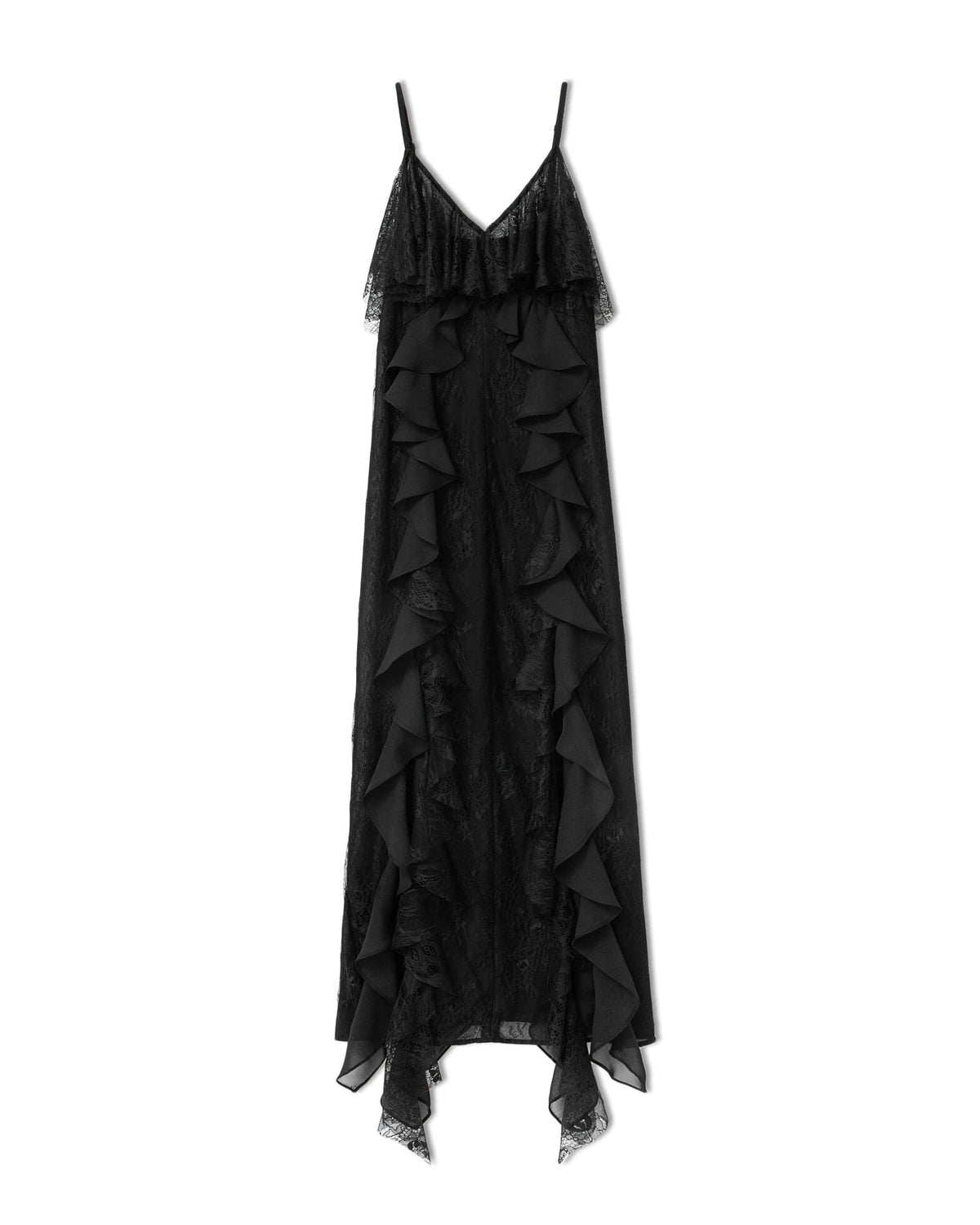 Midi Dress Women - Lace Ruffle Strap Dress