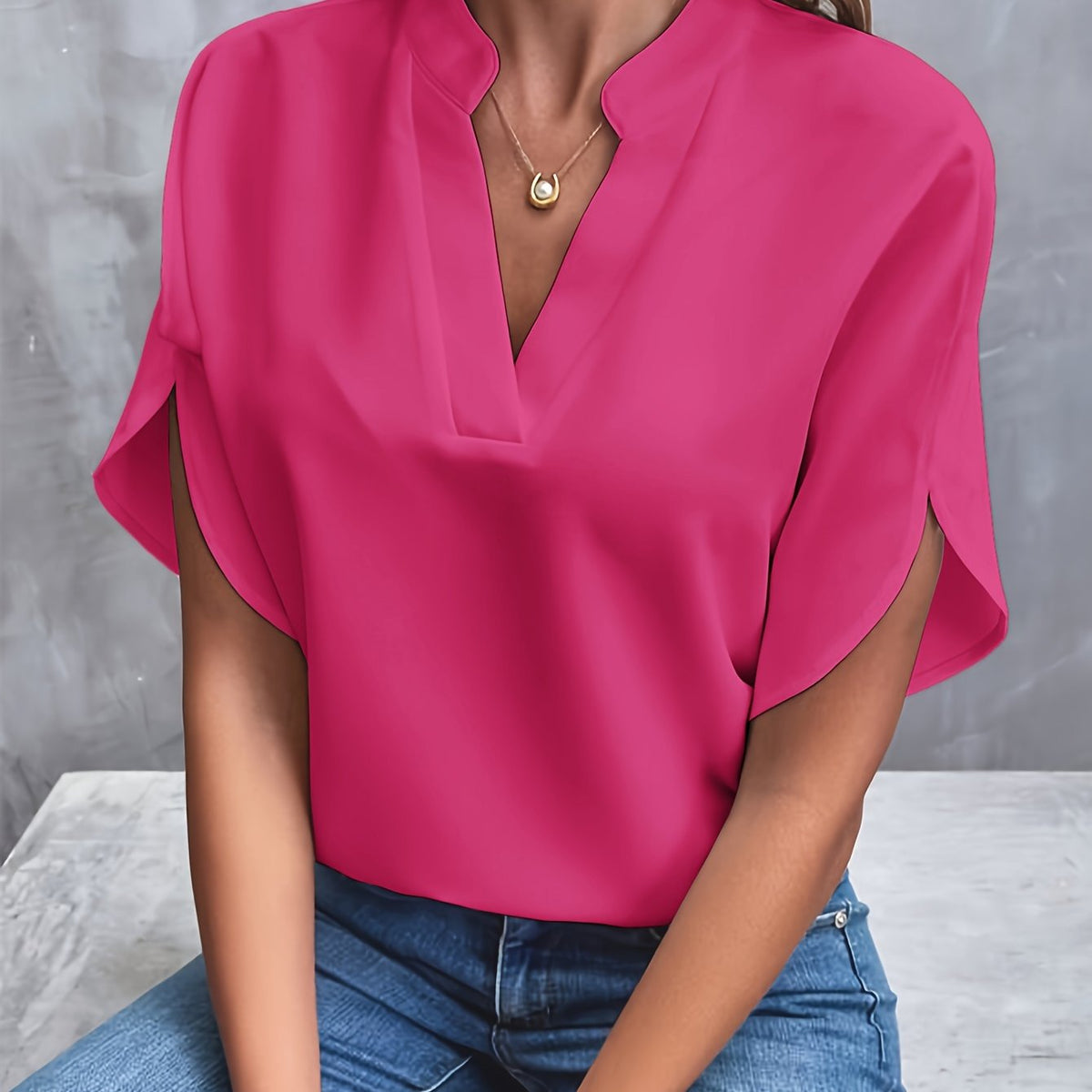 Blouse Women - Relaxed Fit V Neck Blouse