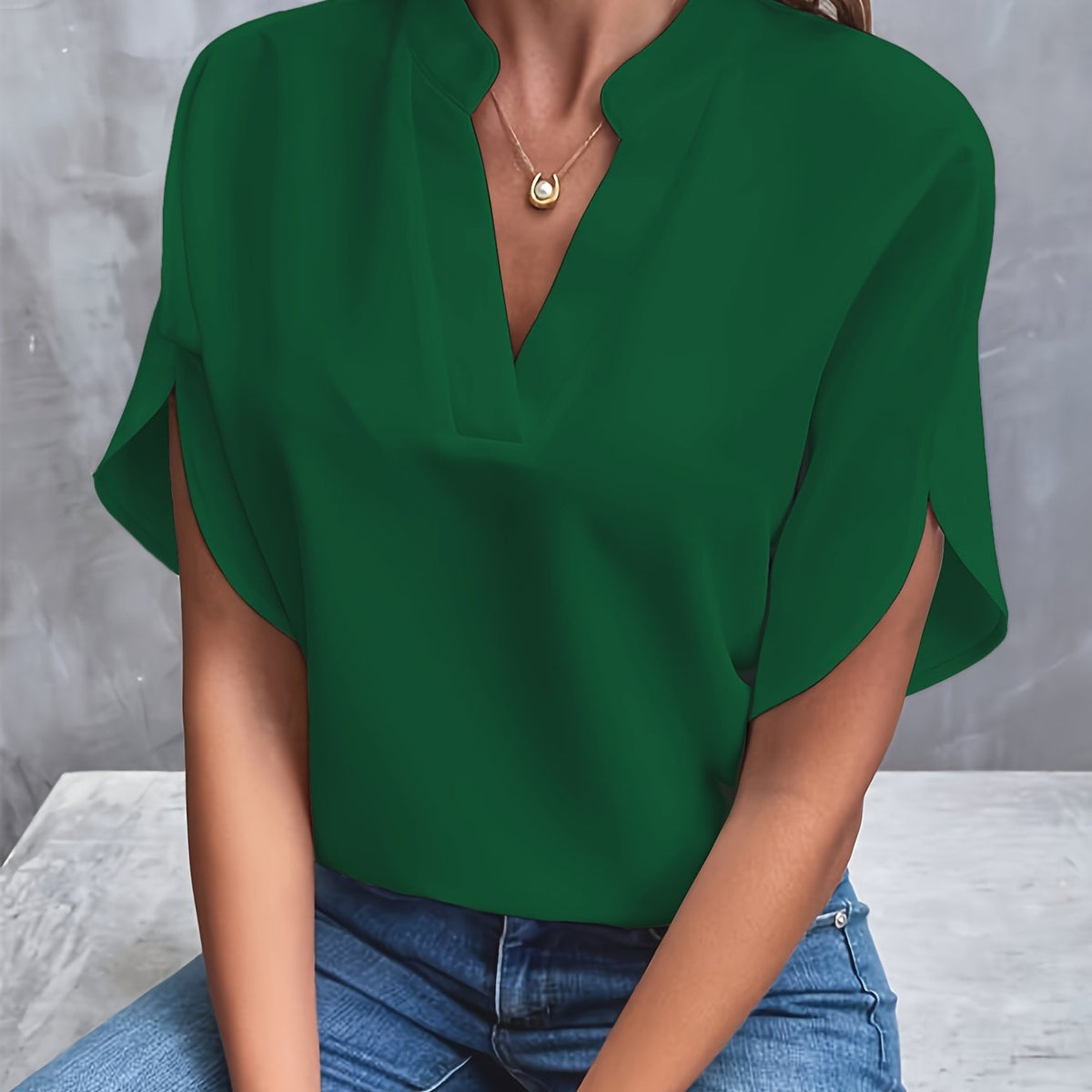 Blouse Women - Relaxed Fit V Neck Blouse