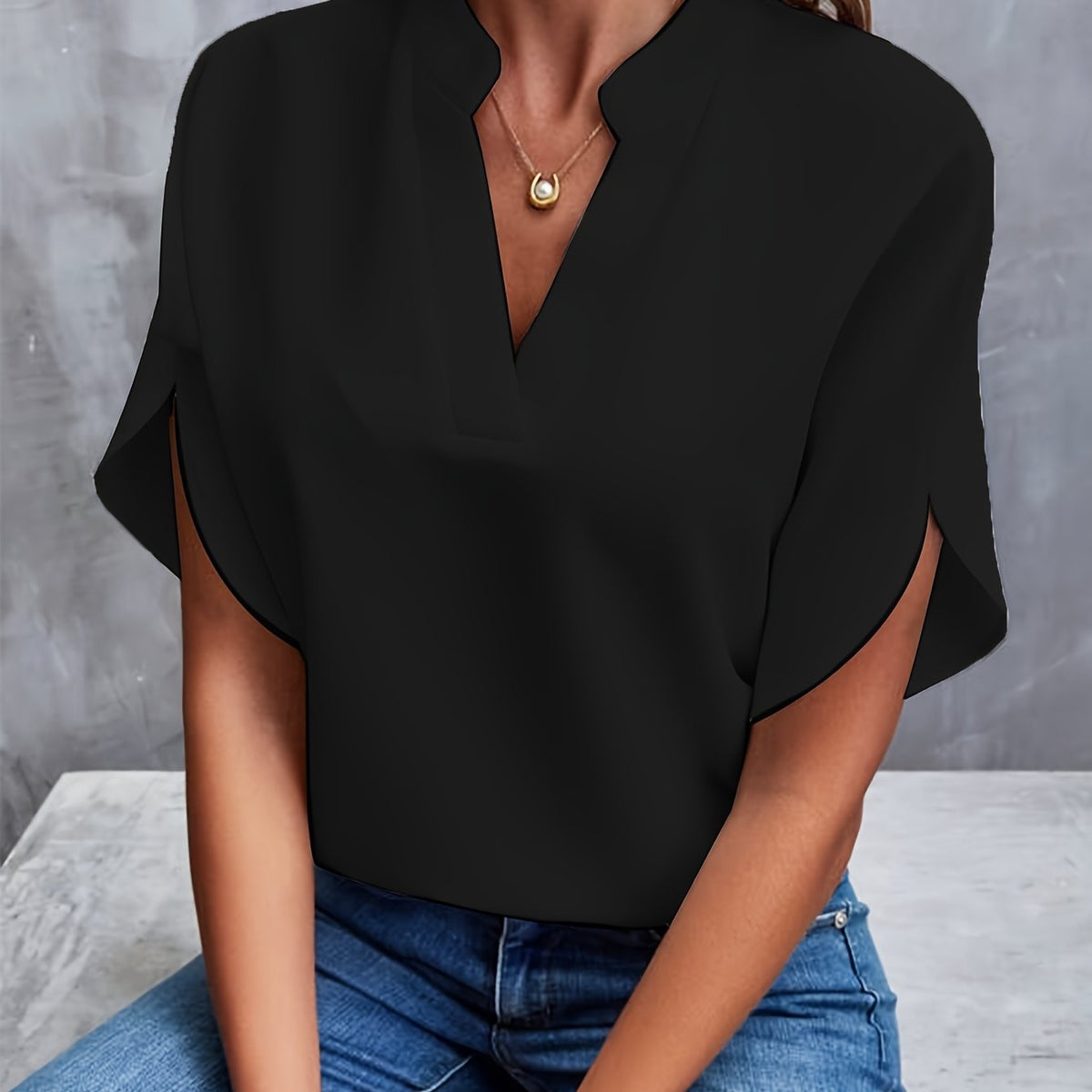 Blouse Women - Relaxed Fit V Neck Blouse
